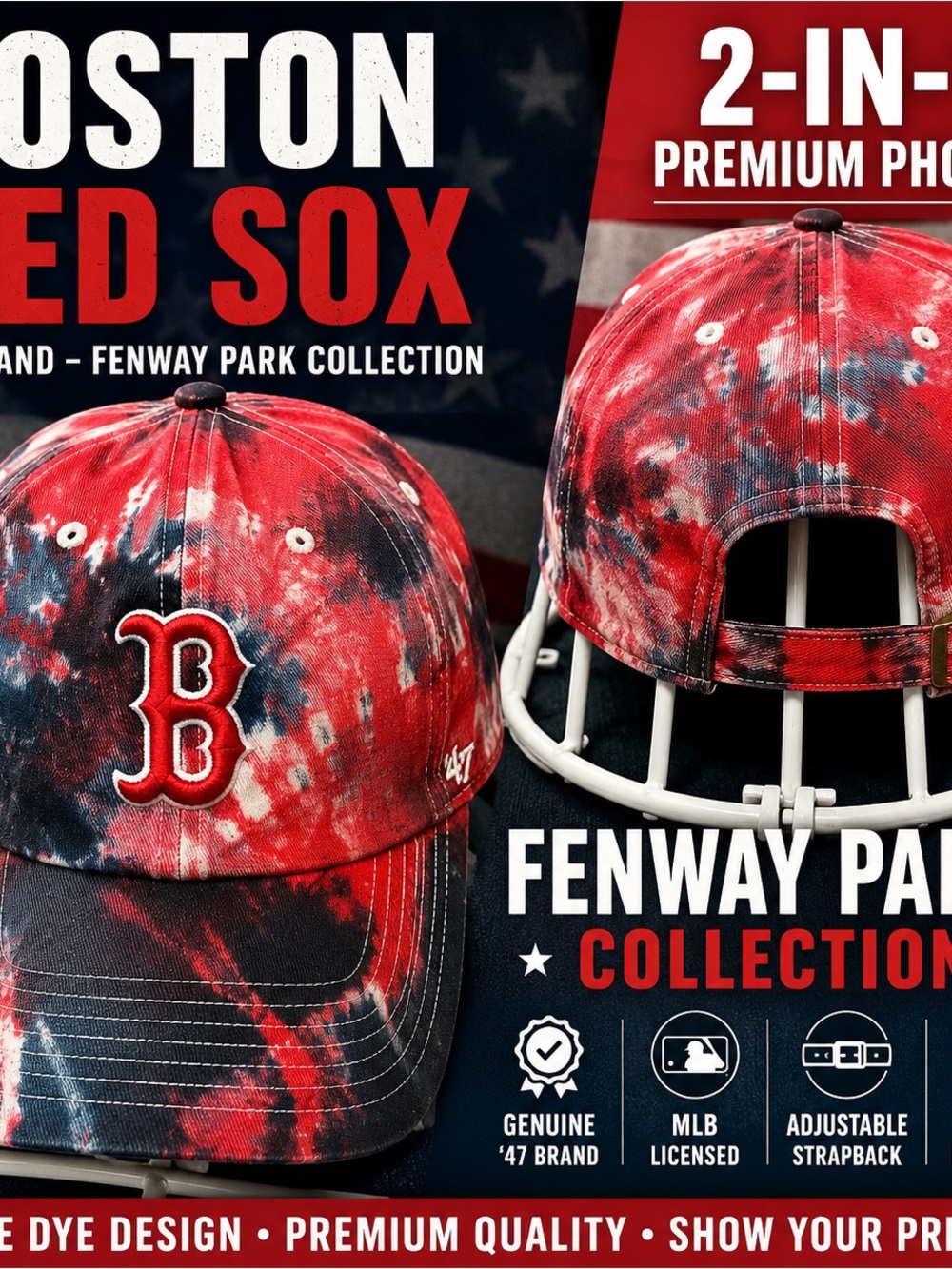 Genuine Merchandise Boston Red Sox Red and Black Tie-Dye Cap